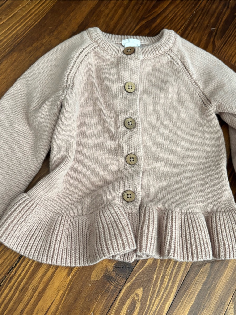 Jamie Kay Pink Knit Ruffle Hem Cardigan - Picture 2 of 3